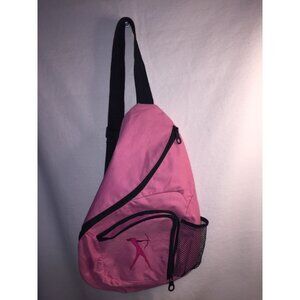 Pink Single-Strap Sling Backpack With Zippered Compartments & Mesh Pocket